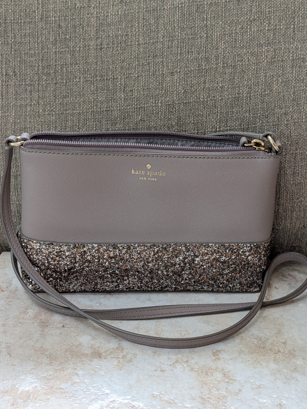Kate Spade New York Grey Greta Court Ramey City Glitter Crossbody Bag NWOT